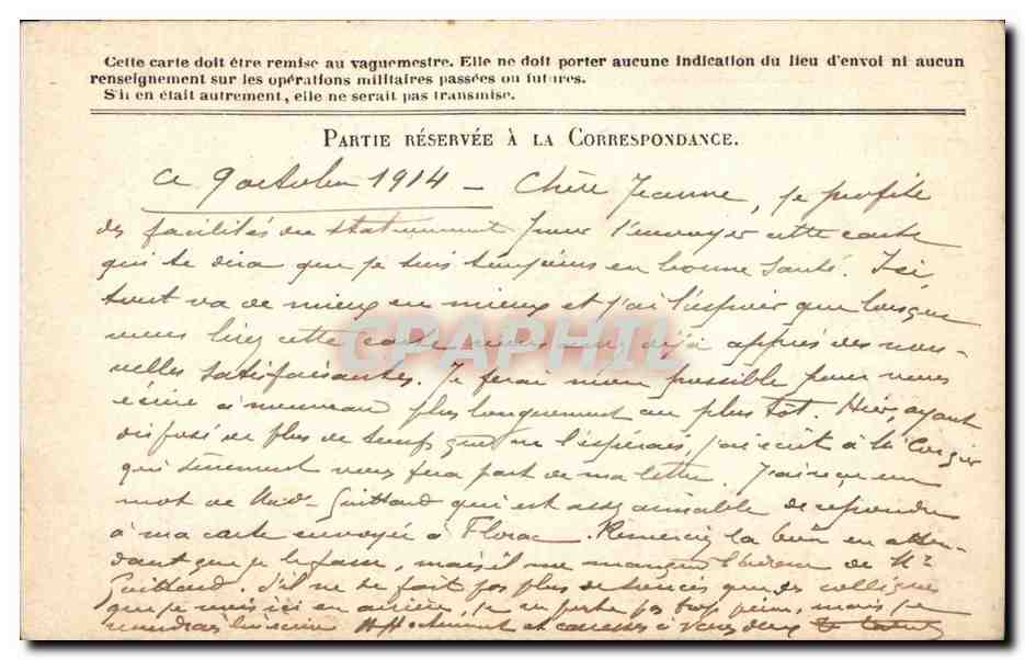Carte en franchise militaire Militaria Labouret Le Vigan Gard — Rückseite