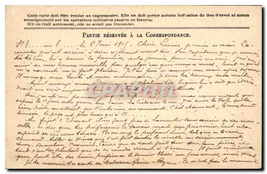 Carte en franchise militaire Militaria Labouret  — Rückseite