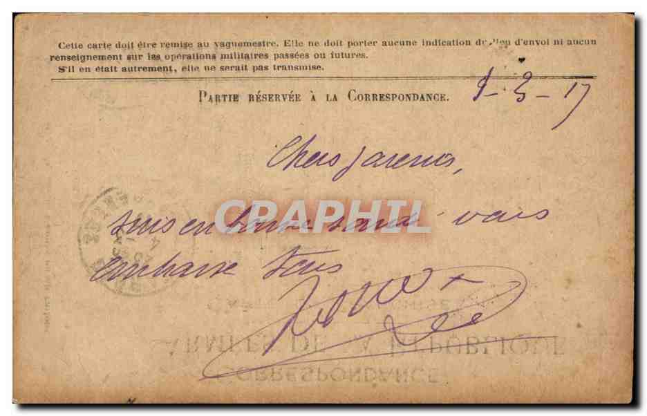 Carte en franchise militaire Militaria Seerose Tarbes — Rückseite