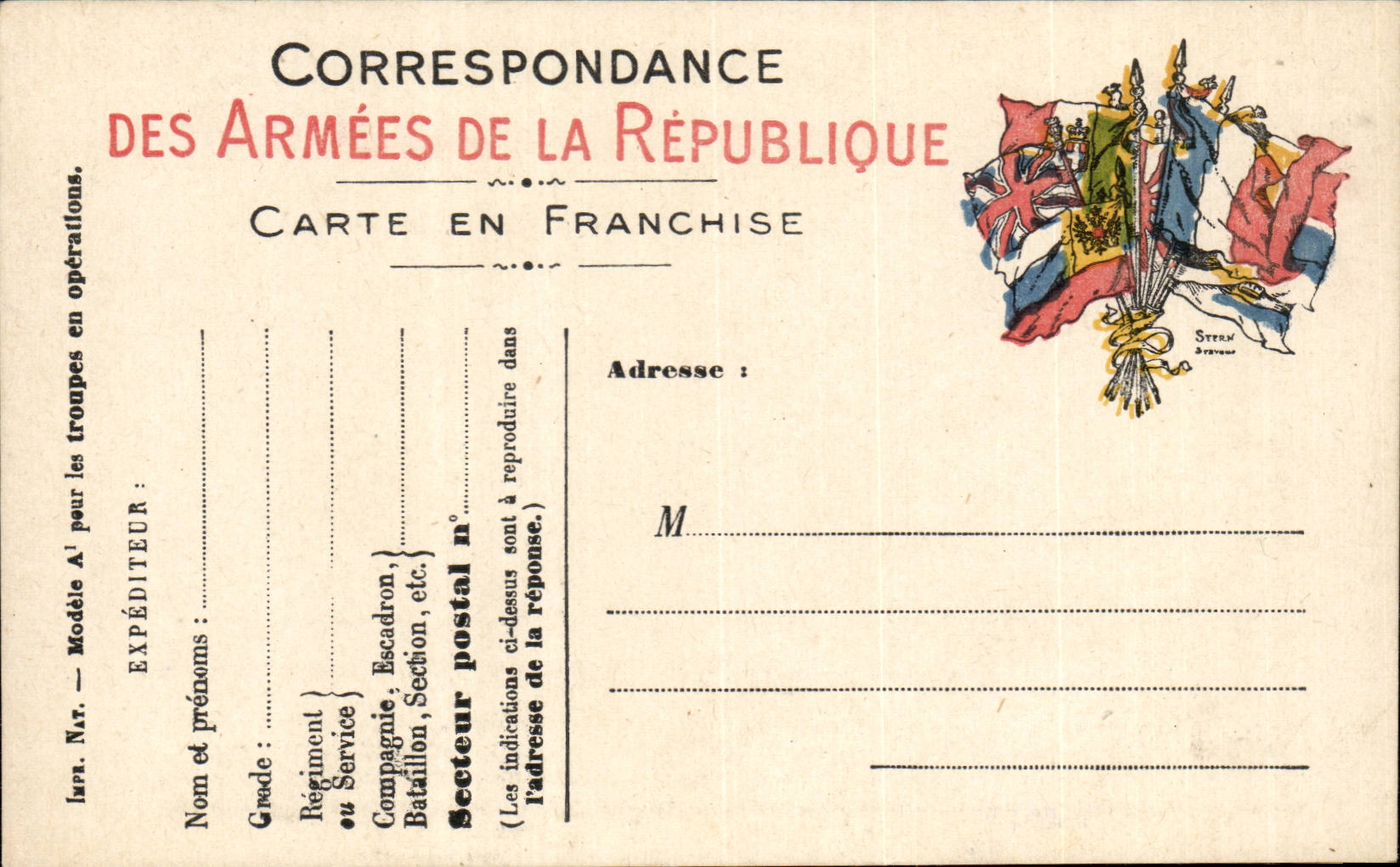 Carte en franchise militaire Militaria Neuve