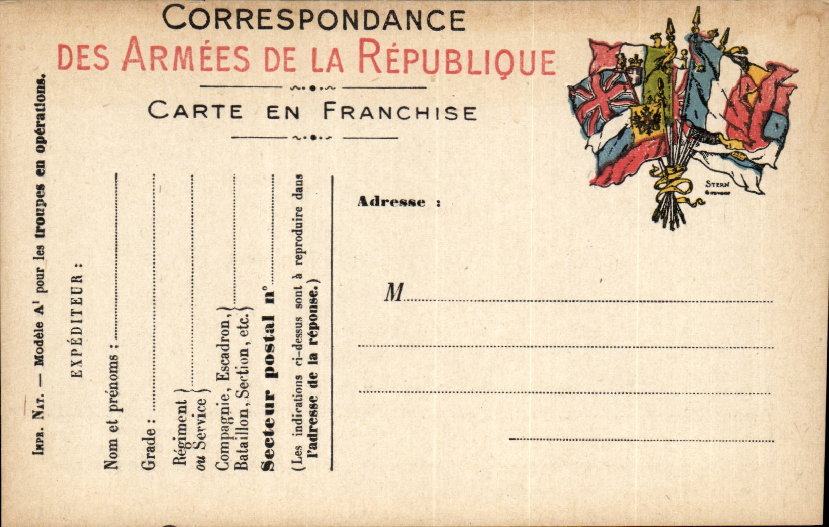 Carte en franchise militaire Militaria Neuve
