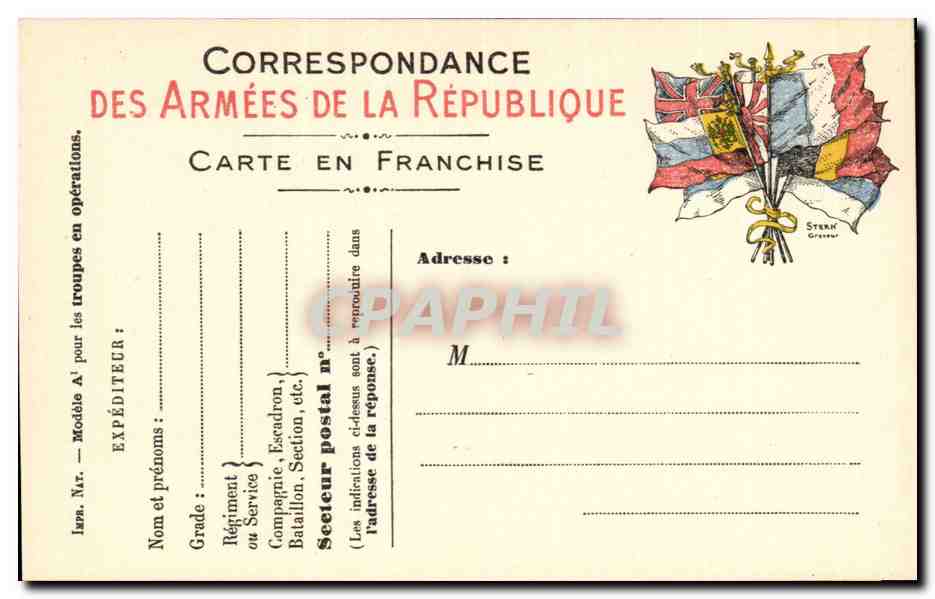 Carte en franchise militaire Militaria Neuve