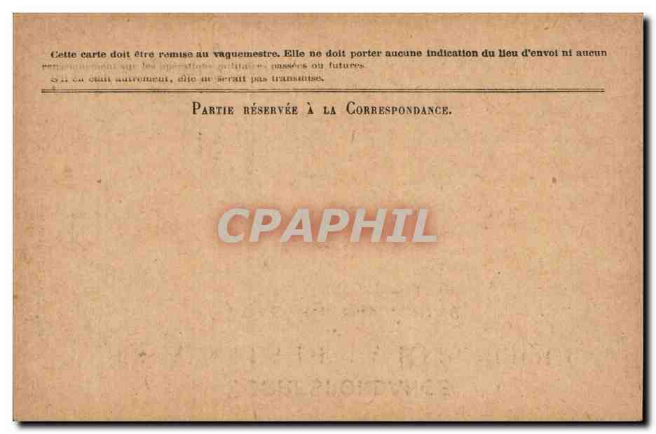 Carte en franchise militaire Militaria Neuve — Rückseite
