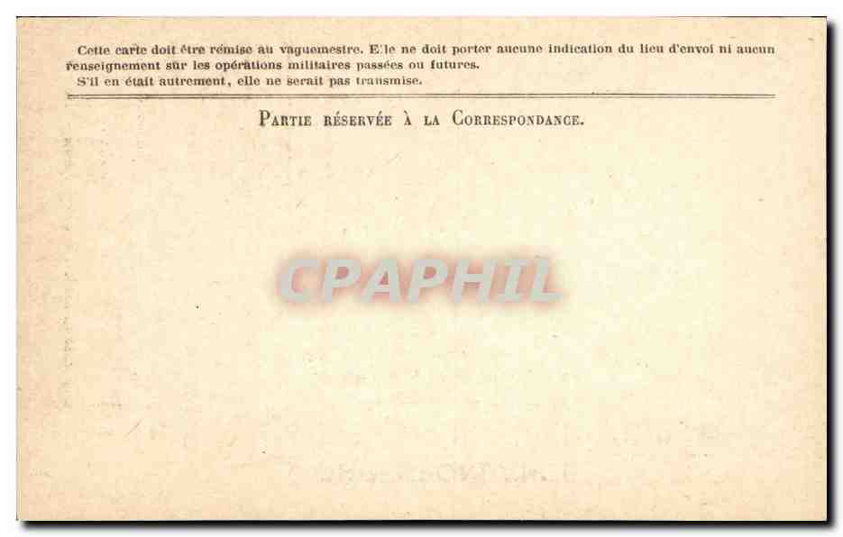 Carte en franchise militaire Militaria Neuve — Rückseite
