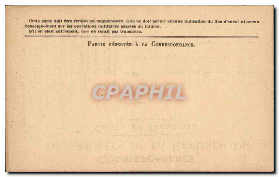 Carte en franchise militaire Militaria Neuve — Rückseite