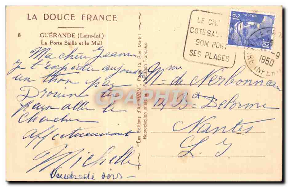 CPA Guerande La porte Saille et le Mail — Rückseite