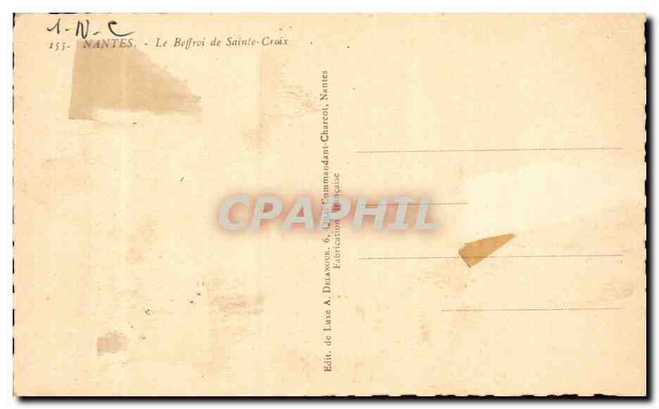Nantes CPA Le beffroi de Sainte Croix — Verso