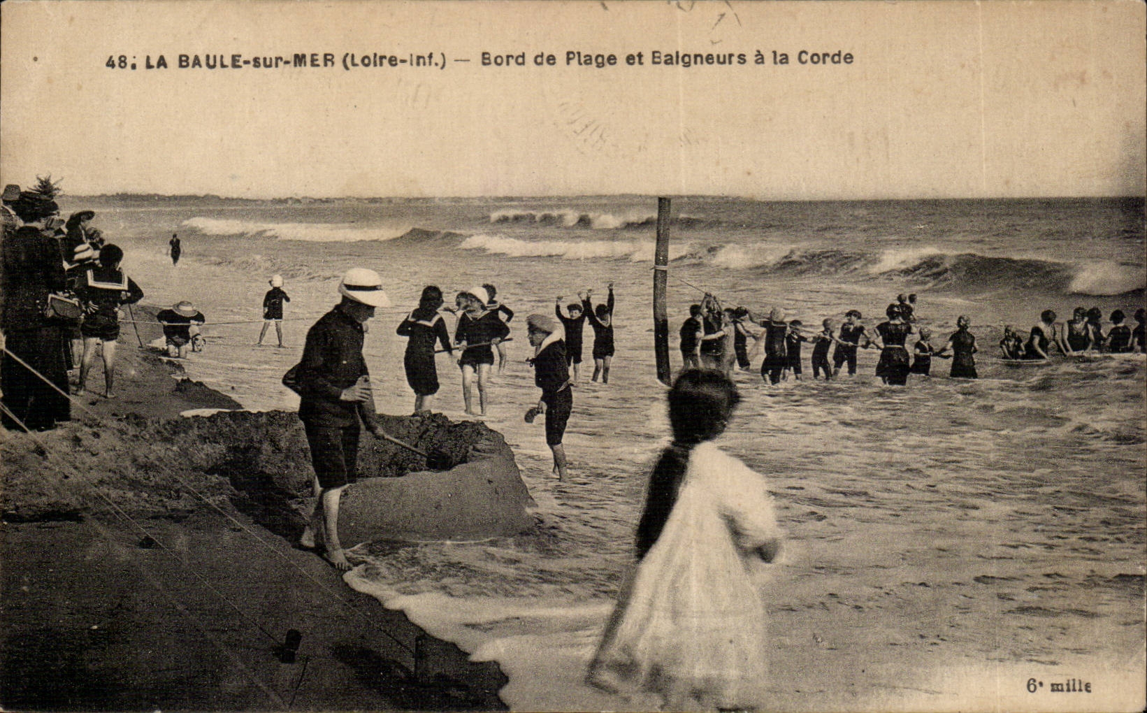 CPA La Baule Bord de plage et baigneurs de la corde