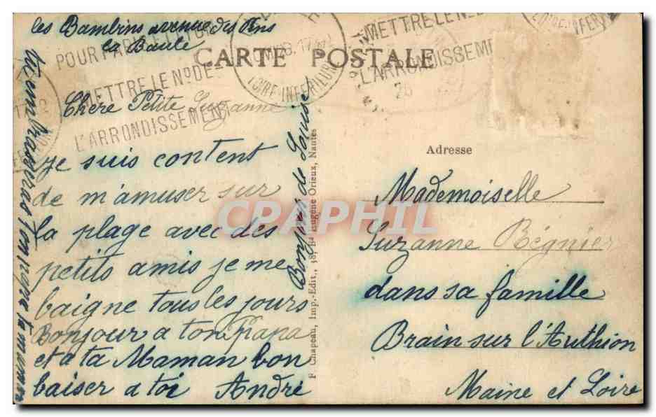CPA La Baule Bord de plage et baigneurs de la corde — Rückseite