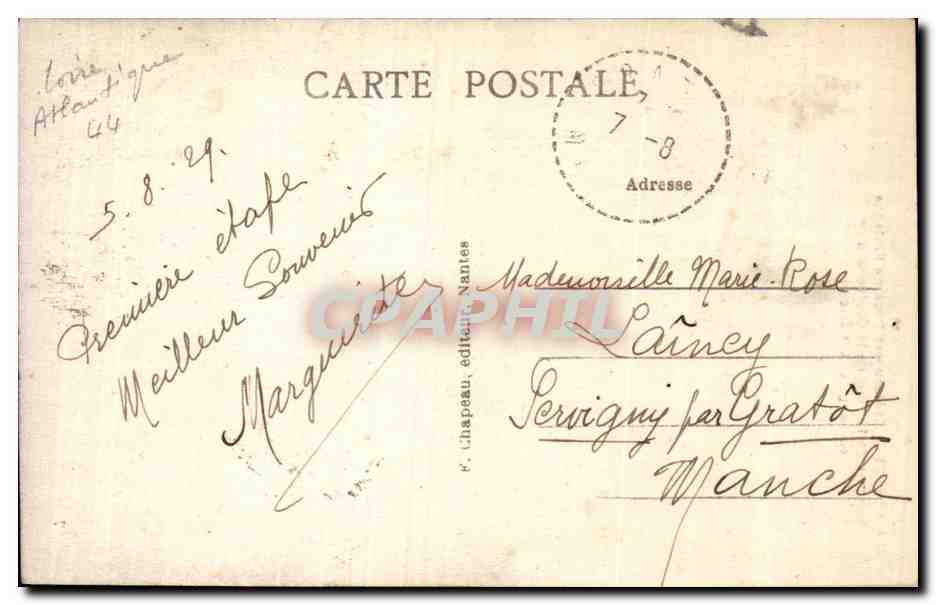 CPA Nantes ruines du chateau Sommet d ela tour de la couronne d'or Les loggias — Verso