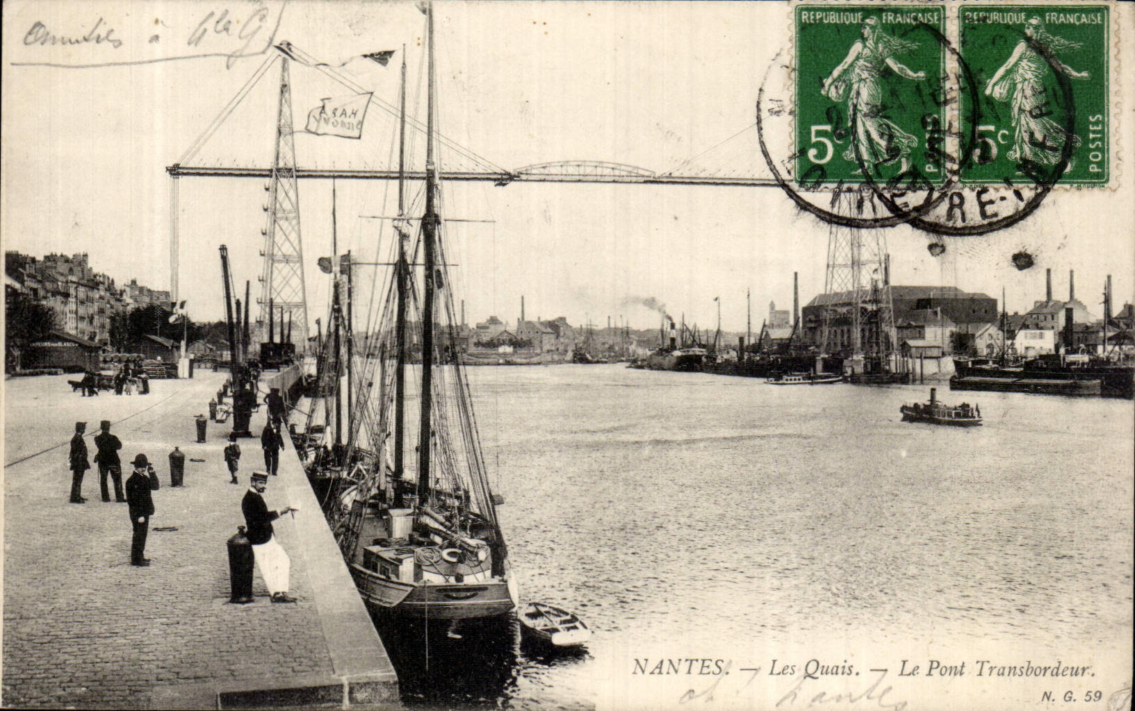 CPA Nantes Les quais Le pont transbordeur