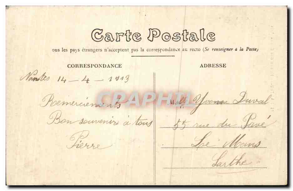 CPA Nantes Musee des Beaux Arts — Verso