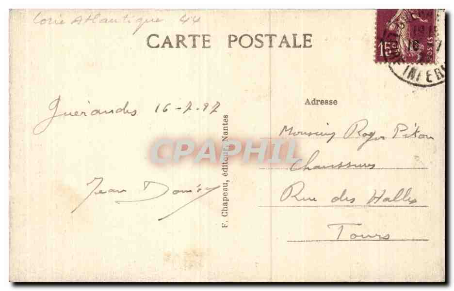 CPA Nantes Tour et fosses Sainte Anne — Verso