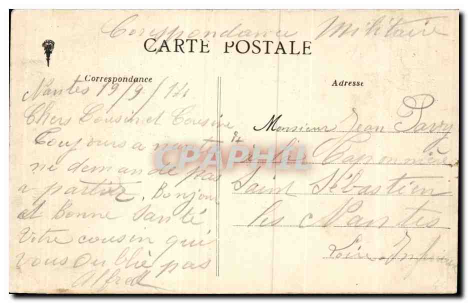 CPA Nantes Entree de la mairie — Verso
