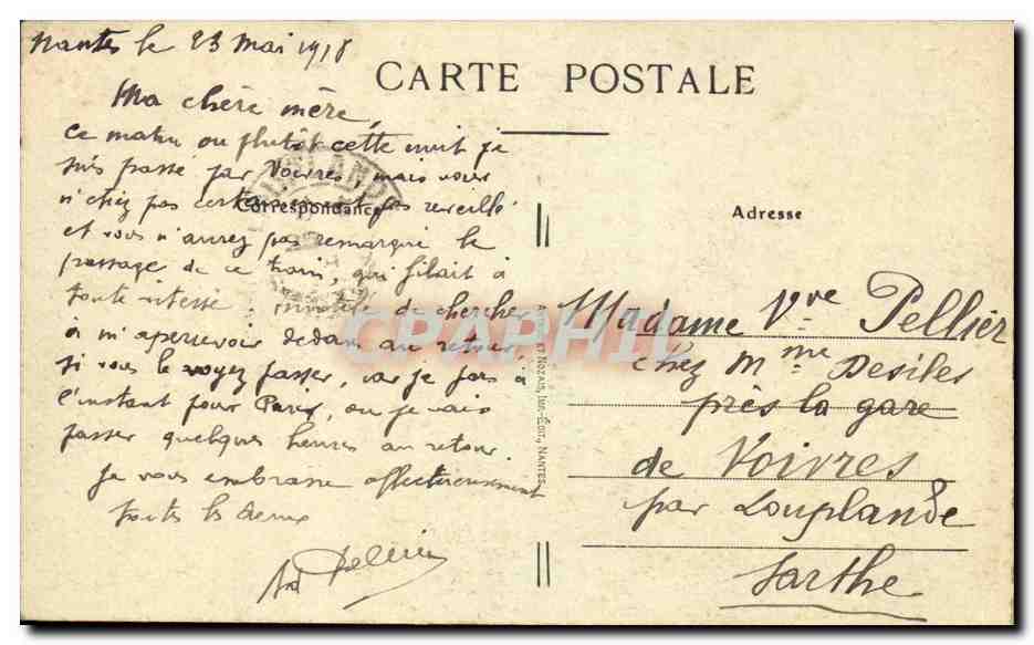 CPA Nantes Confluent de l'Erdre et de la Sevre nantaise  — Verso