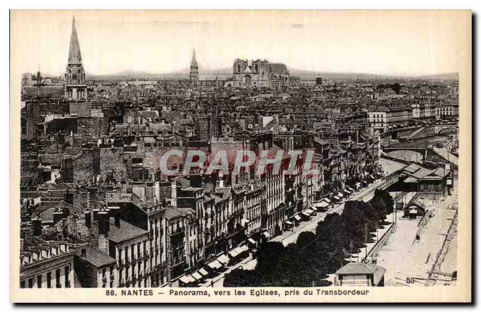 Nantes CPA Panorama vers les eglises pris du transbordeur