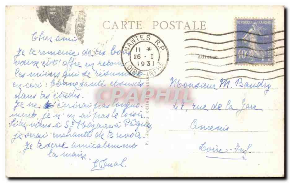 Nantes CPA Entree du musee des Beaux Arts — Verso
