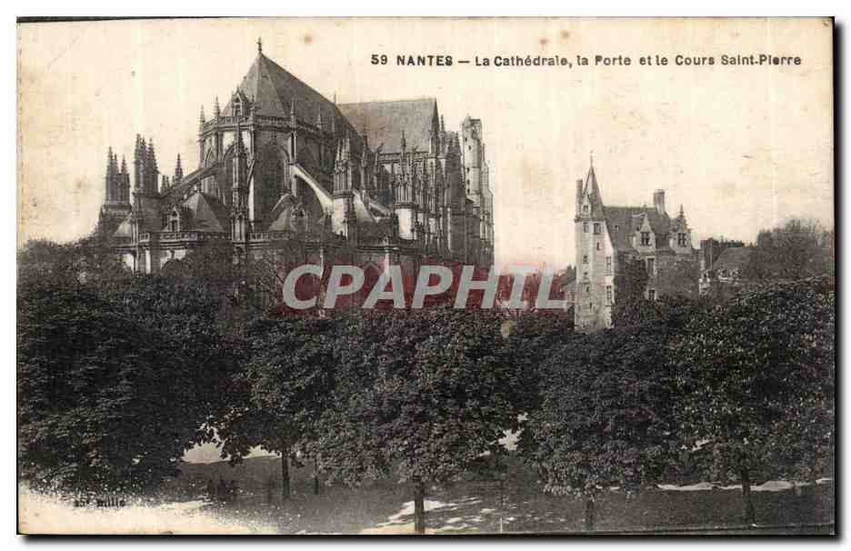 Pornic CPA La cathedrale le chaetau la porte et le cours Saint pierre