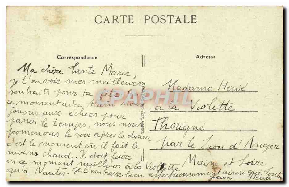 Pornic CPA La cathedrale le chaetau la porte et le cours Saint pierre — Rückseite