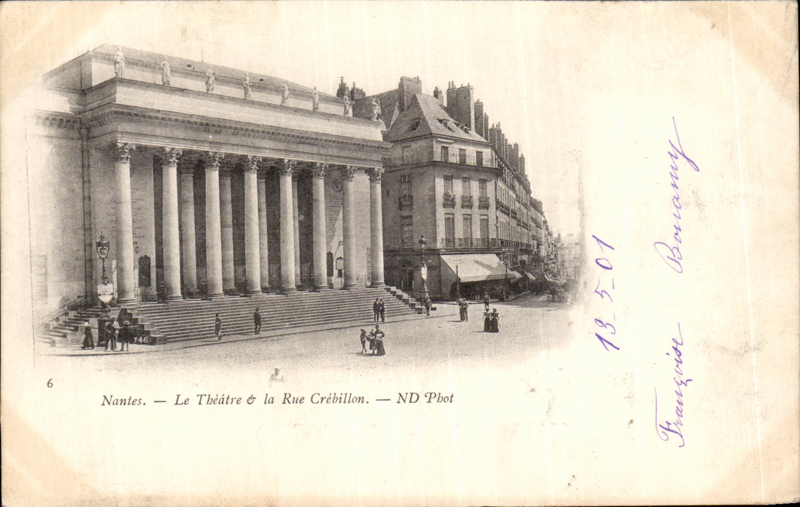 CPA Nantes Le theatre et la rue Crebillon