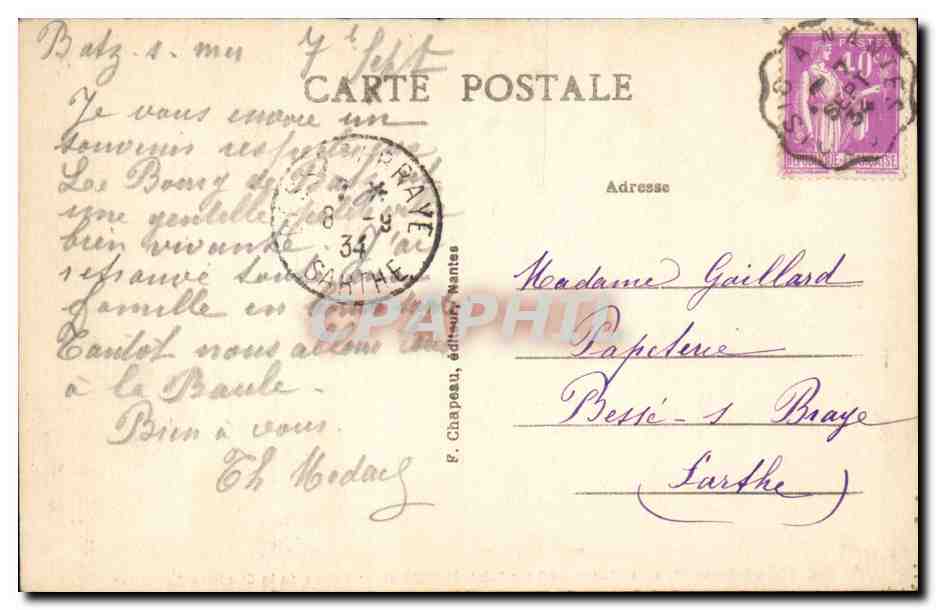 CPA Bourg de Batz vers 1840 La Tour Saint Guenole et les ruines de la chapelle du Murier — Back