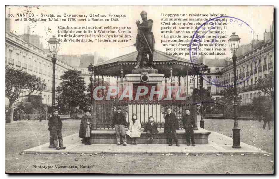CPA Nantes Statue de CAmbronne mort a Nantes en 1842