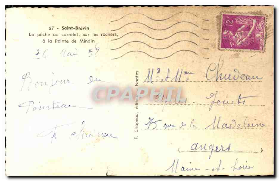 CPA Saint Brevin La peche au Carrelet sur les rochers a la pointe de Midin — Rückseite