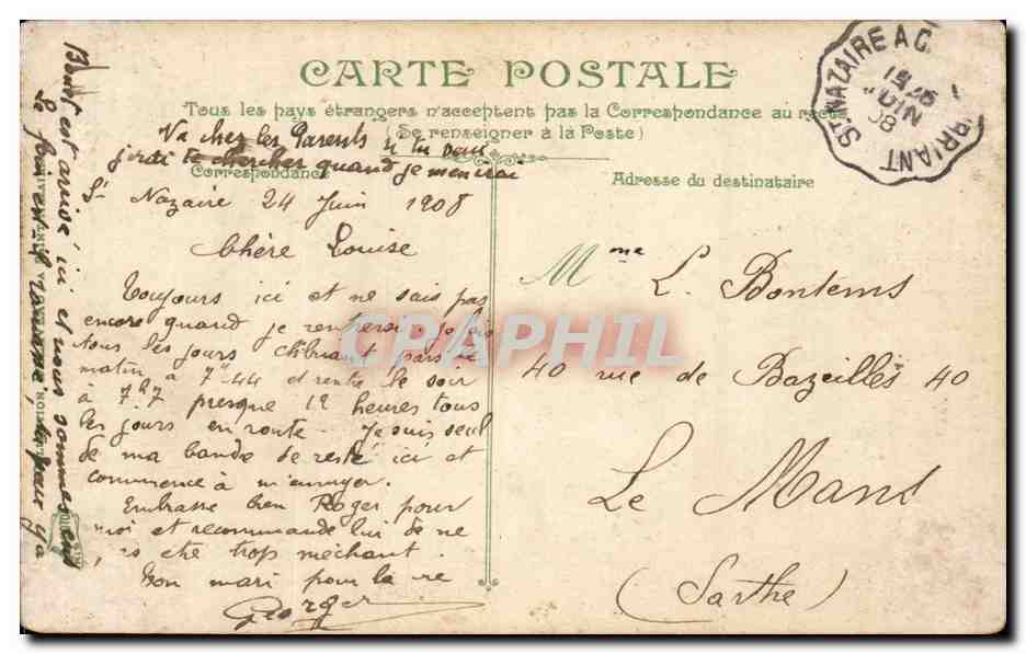 CPA St Nazaire Vue generale du port prise de la nouvelle entree — Rückseite