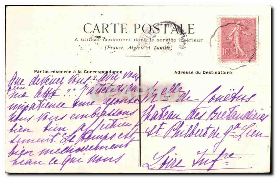 CPA Petite indigene du Bourg de Batz Folklore costume Coiffe — Verso