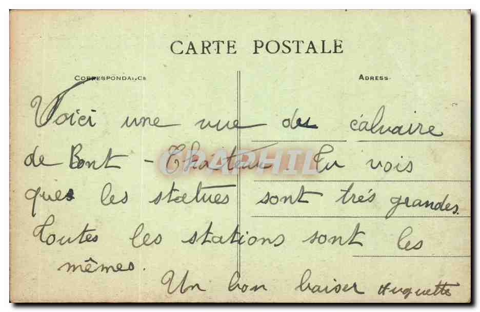 CPA Calvaire de Pontchateau Jesus cloue la Croix — Rückseite