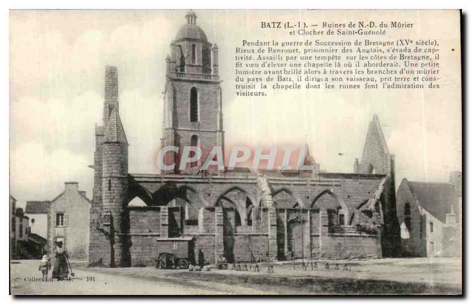CPA Batz Ruines de ND du Murier et clocher de Saint Guenole