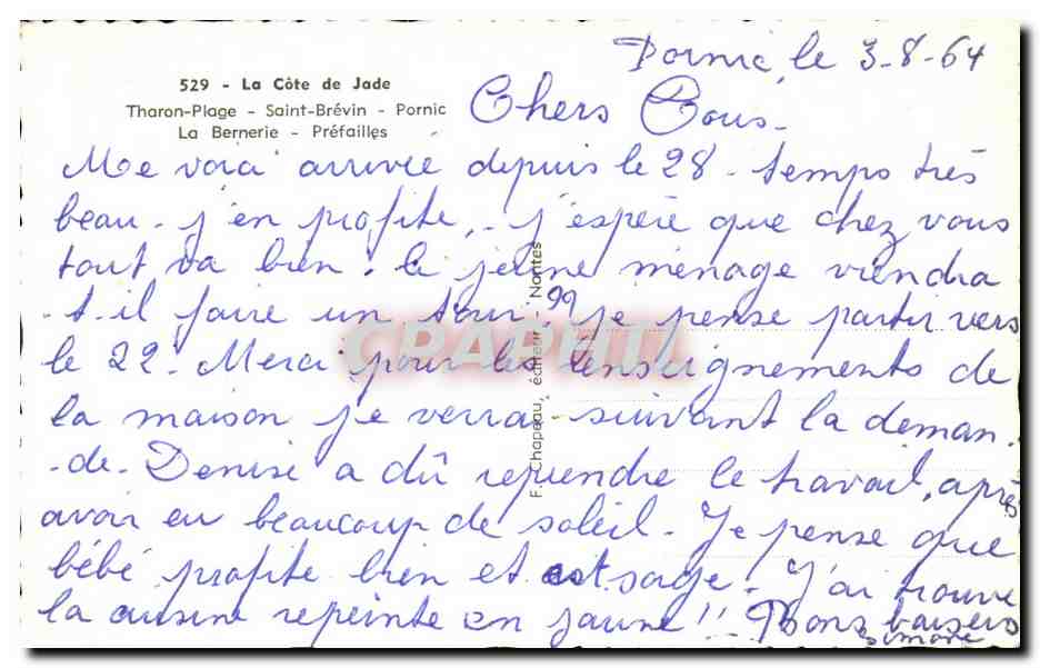 CPSM Saint Brevin Tharon Plage pornic Bernerie Prefailles Cote de Jade — Rückseite