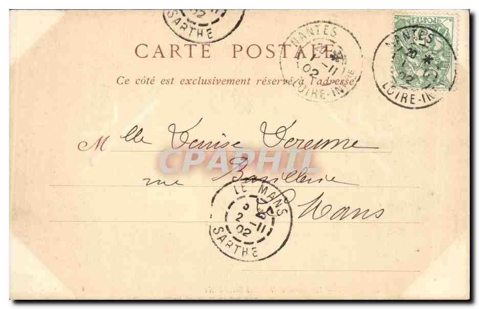 Nantes CPA la Bourse et le canal Saint Felix — Verso