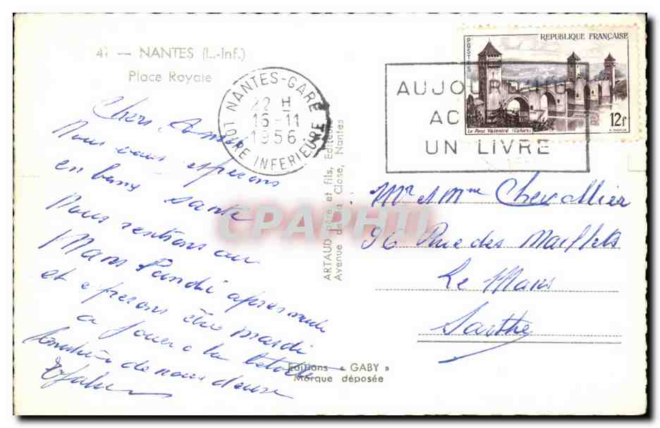 CPA Nantes Place Royale — Verso