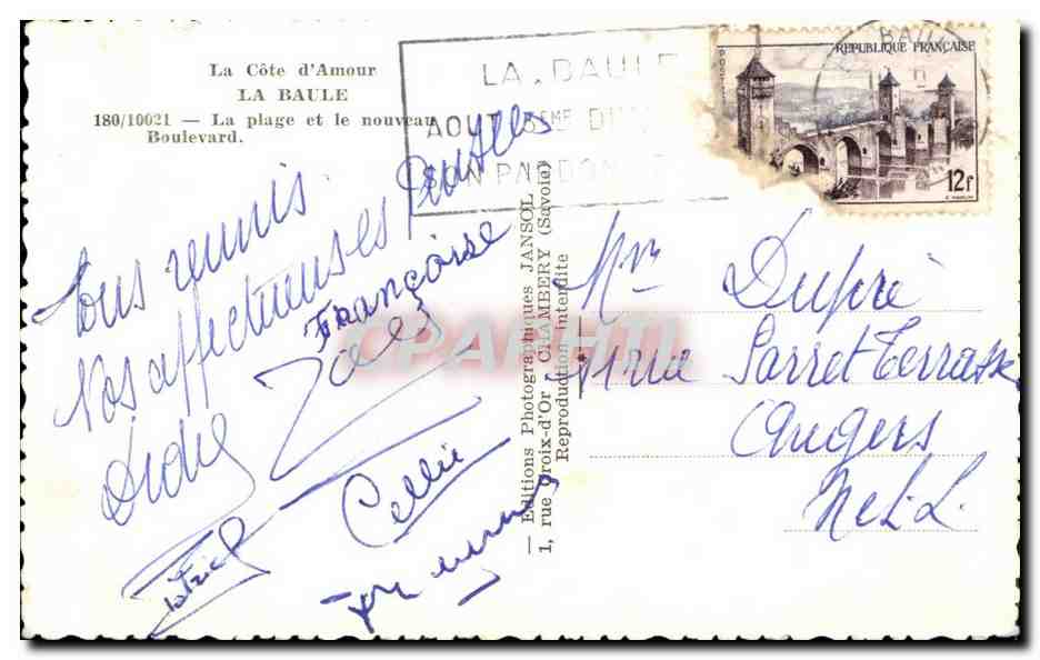 CPSM La Baule La plage et le nouveau Boulevard — Verso