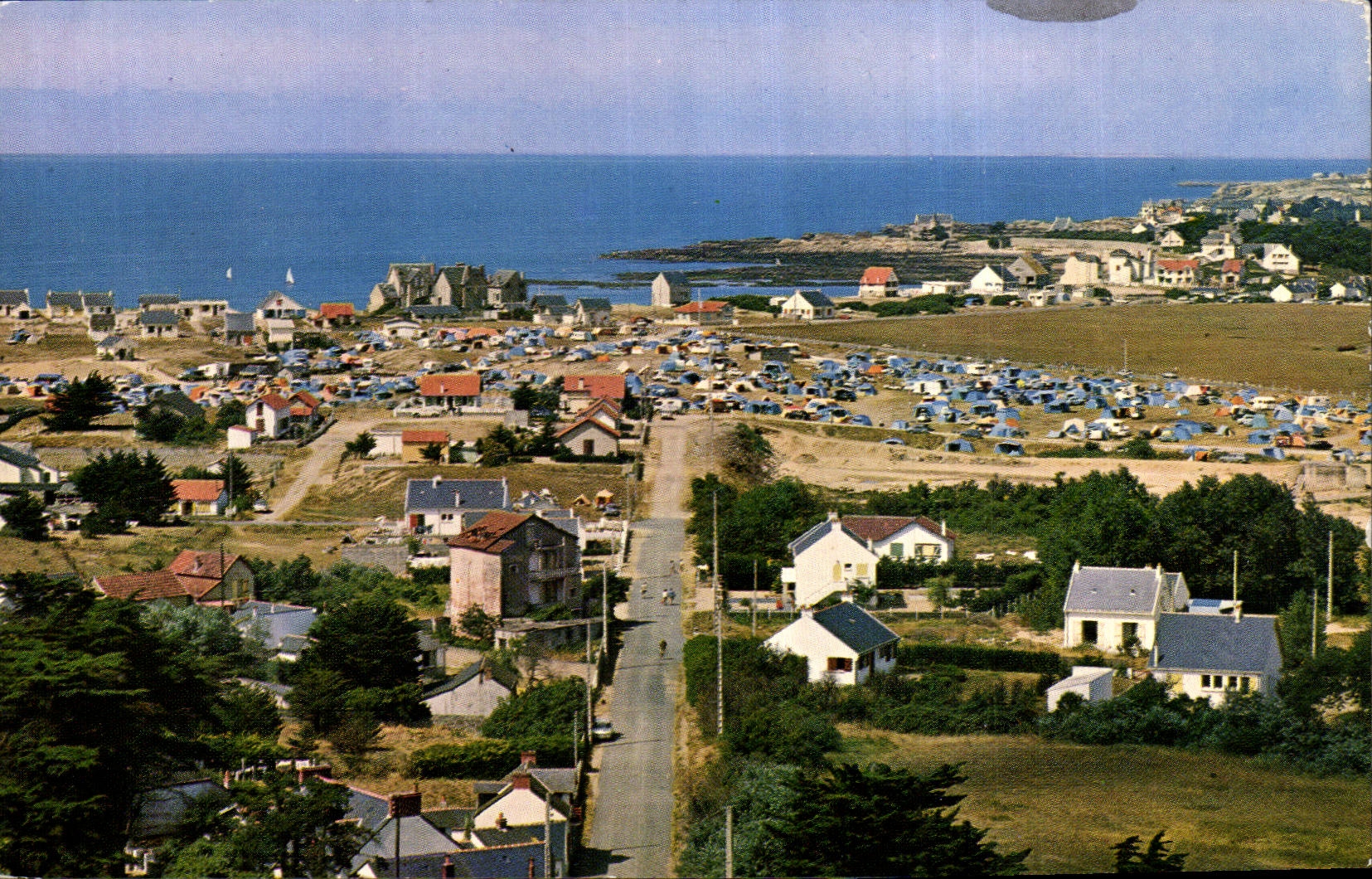 CPSM Bourg de Batz Le camping vu depuis le clocher de l'eglise