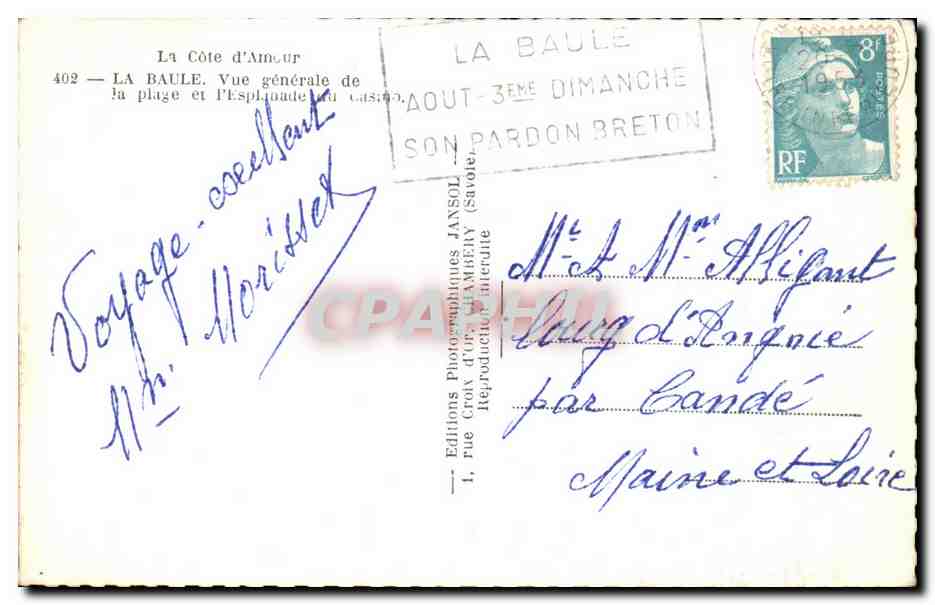 CPSM La Baule Vue generale de la plage et l'esplanade du casino — Verso