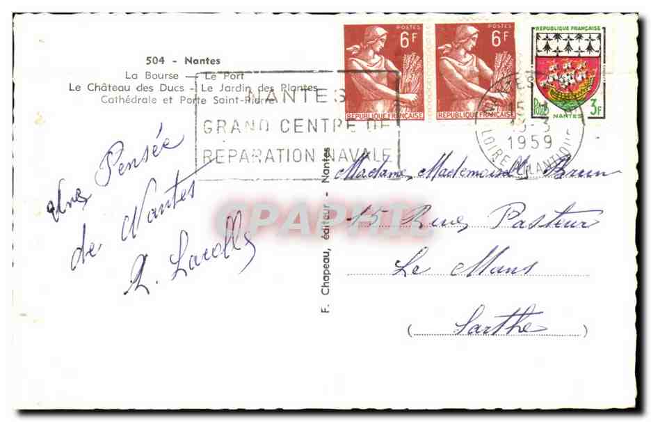 CPSM Nantes — Verso
