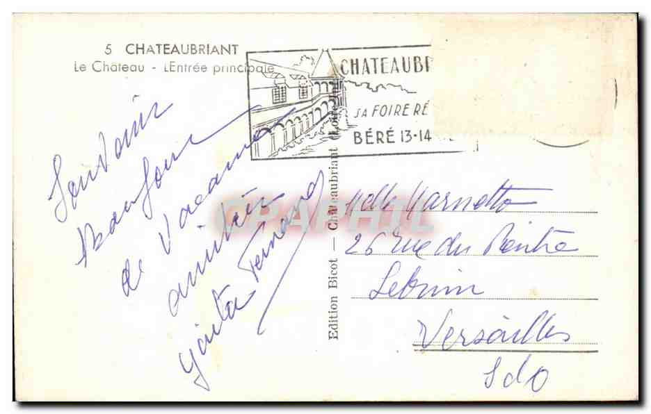CPA Chateaubriant Le chateau Entree principale — Rückseite