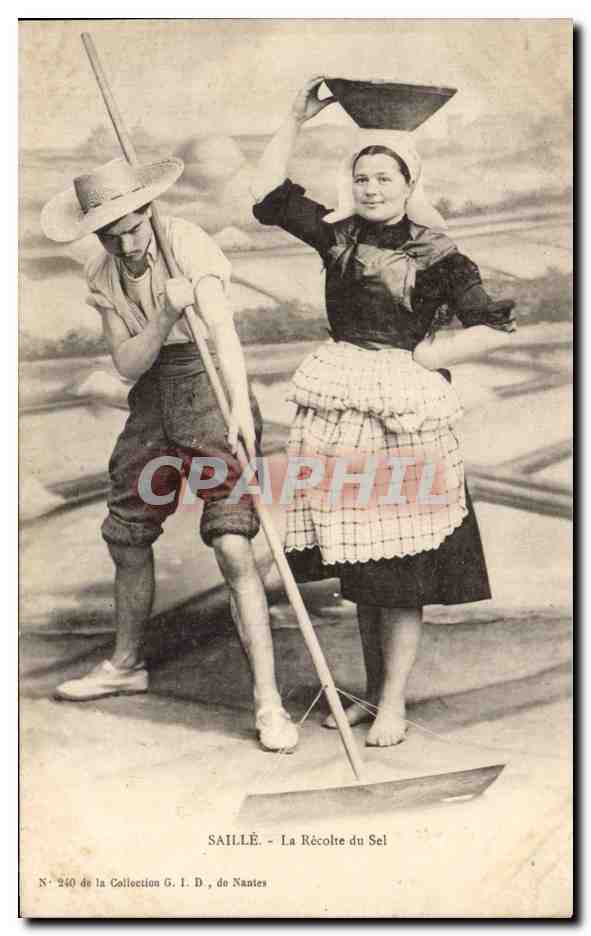 CPA Saille La recolte de sel Folklore Costume