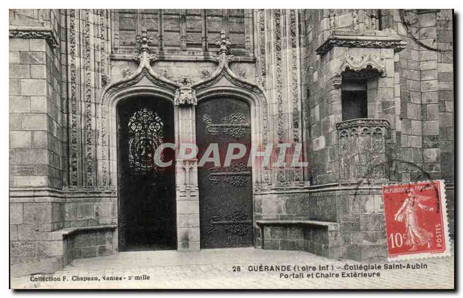 CPA Guerande Collegiale Saint Aubin Portail et chaire exterieure