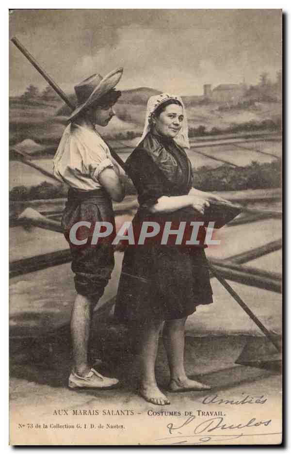CPA Aux marais salants Costumes de travail Folklore 