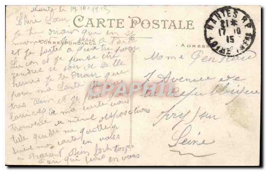CPA Nantes Entree du chateau — Verso