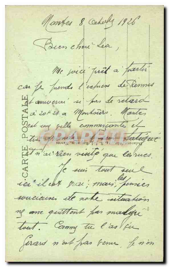 CPA Nantes La place de la duchesse Anne Au fond le monument aux morts — Verso