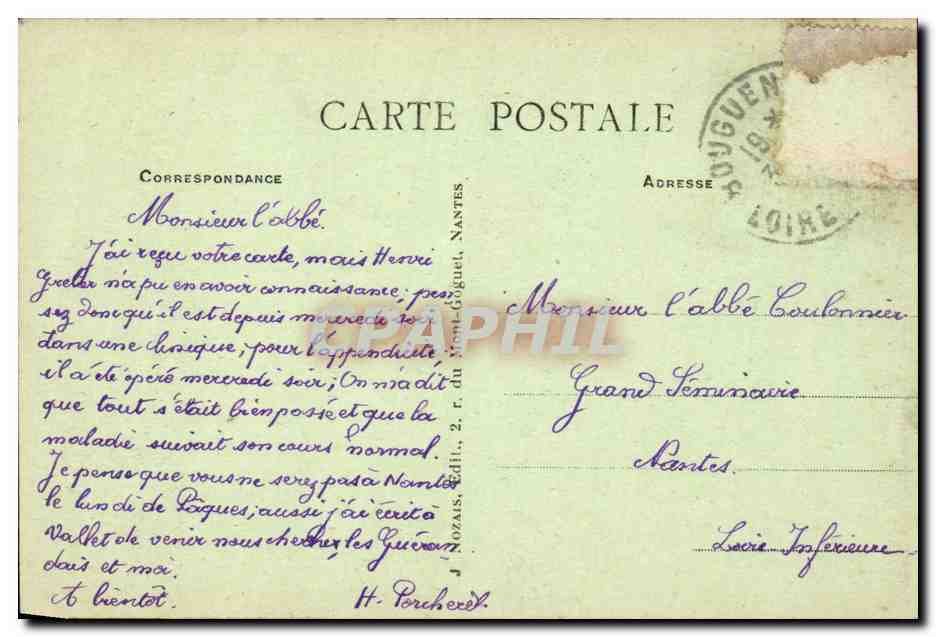 CPA Petit seminaire de Couets Le choeur de la chapelle — Rückseite