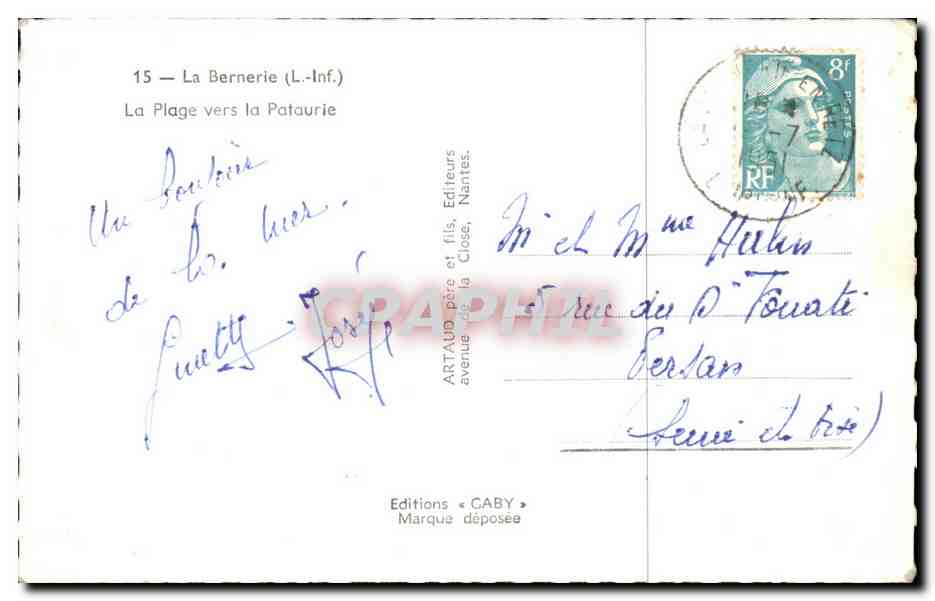 La Bernerie - La Plage vers la Pataurie - CPA  — Rückseite