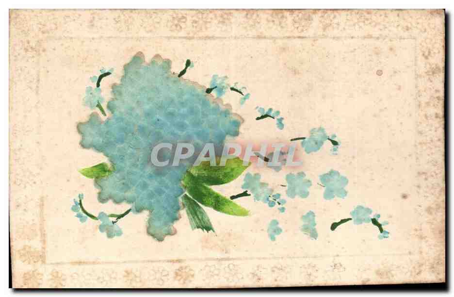 Fleurs - Flowers - artful bouquet of blue blossoms - CPA 