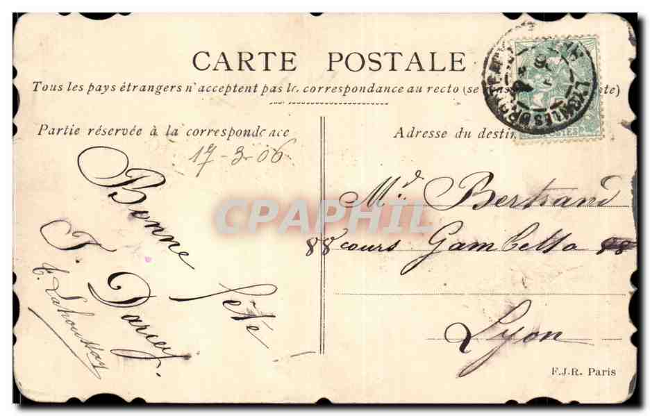 Fleurs - Flowers - Voeux Sinceres - Bonne Fete - CPA  — Rückseite