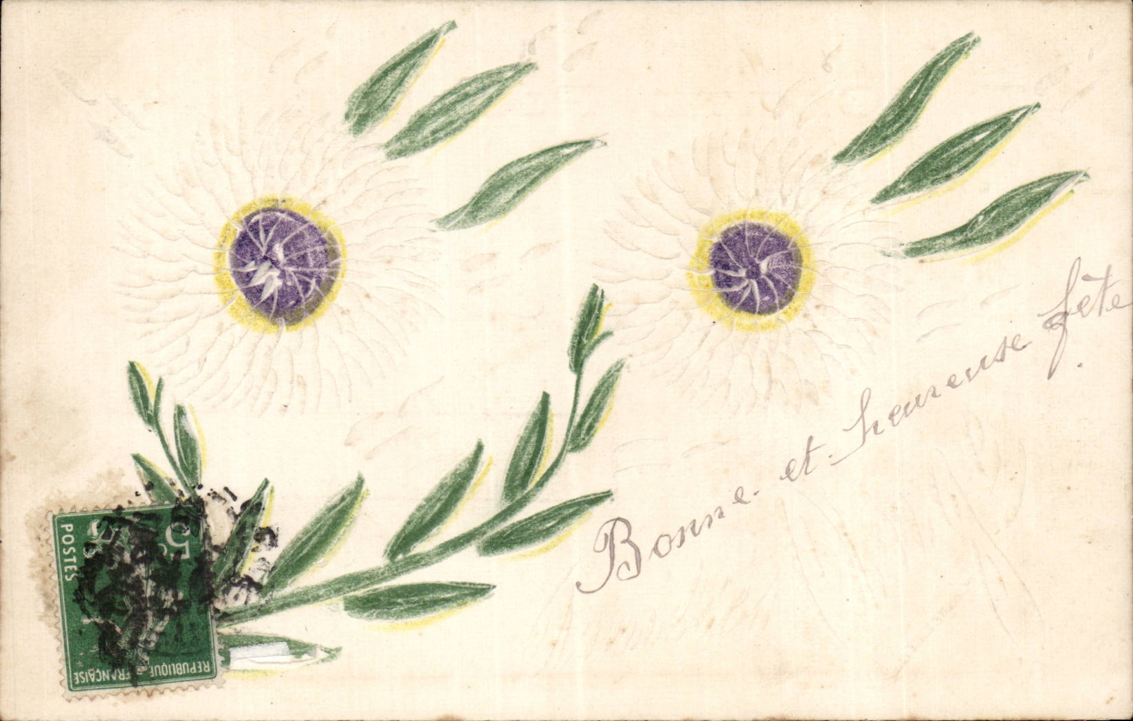 Fleurs - Flowers - Subtle daisy design - CPA 