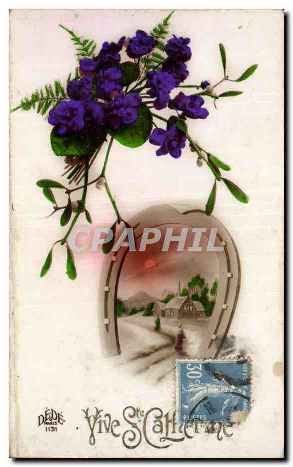 Fleurs - Flowers and a horseshoe picture frame - fer a cheval- CPA 